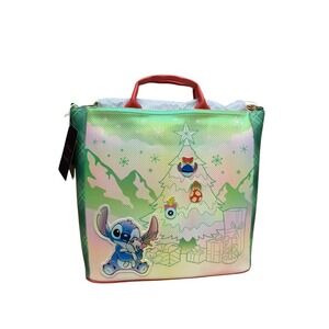 NWT! "Loungefly" Disney Lilo and Stitch Holiday Ita Tote Bag with Pins Crossbody